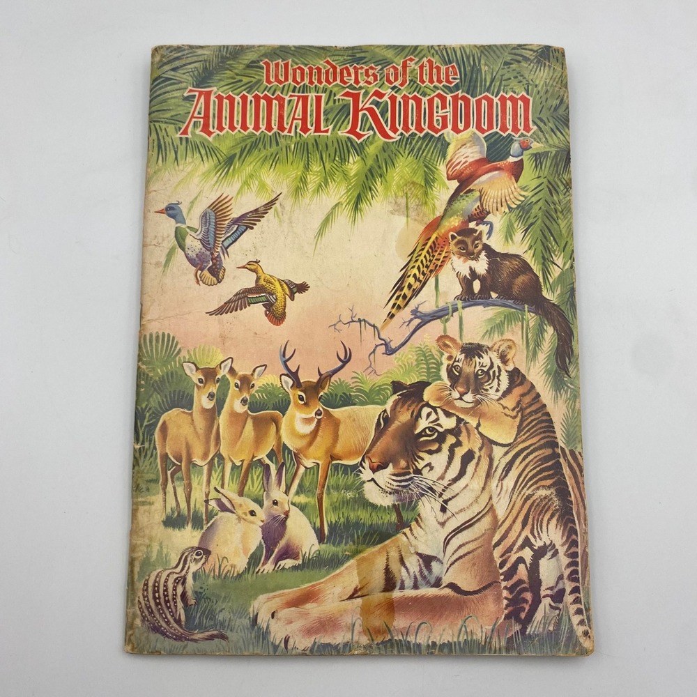 Vintage 1959 Wonders of the Animal Kingdom Stamp Book Golden Glow Sales Corp 13"